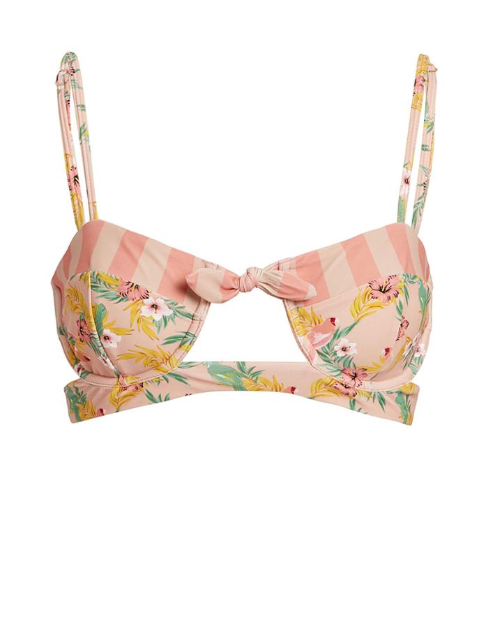 For Love & Lemons Antigua Knot Bikini Top Pink/green/yellow P
