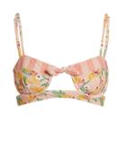 For Love & Lemons Antigua Knot Bikini Top Pink/green/yellow P