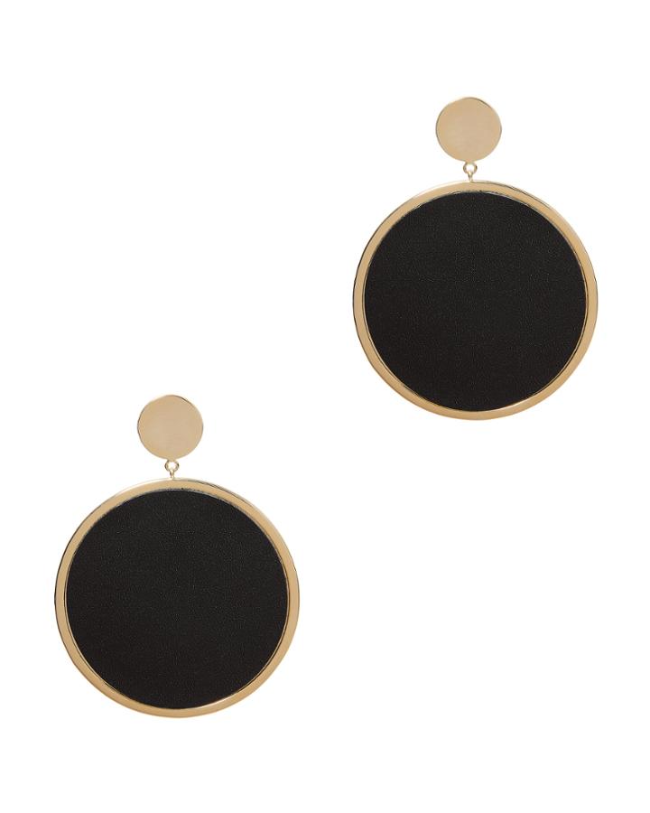 Arme De L'amour Large Leather Pendant Earrings Gold 1size