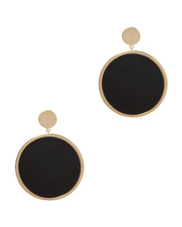 Arme De L'amour Large Leather Pendant Earrings Gold 1size