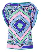 Emilio Pucci Scarf Silk Blouse Blue-med 1size