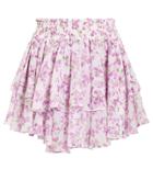 Caroline Constas Flounce Floral Mini Skirt Ivory/lilac P