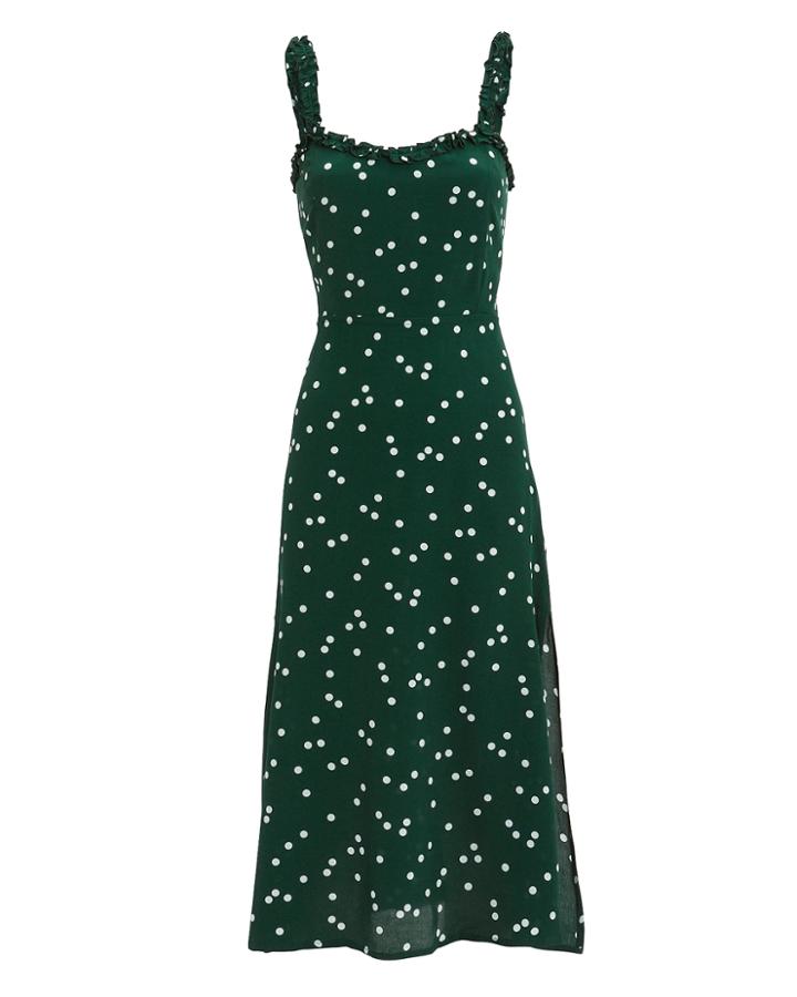 Faithfull The Brand Gizele Midi Dress Evergreen/white M
