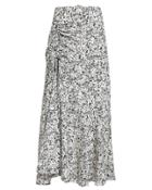 Nicholas Paneled Ruched Floral Midi Skirt Black Floral 4