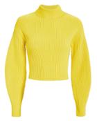 Tibi Structured Yellow Ribbed Pullover Yellow S