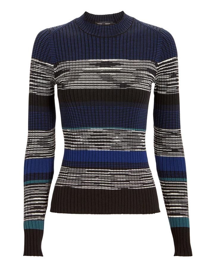 Proenza Schouler Blue Space Dye Knit Top Blk/wht S