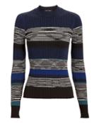 Proenza Schouler Blue Space Dye Knit Top Blk/wht S