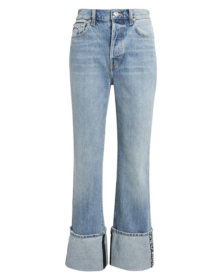 Proenza Schouler Pswl Logo Trim Detail Stove Pipe Jeans Light Wash Denim 27