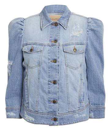 Retrofte Ada Puffed Sleeve Denim Jacket Medium Blue Denim P