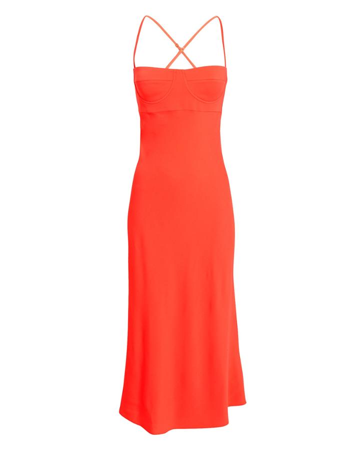 Michelle Mason Viscose Crepe Suiting Pink Bustier Midi Dress Pink 4