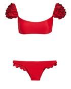 Shadi Red Ruffle Detail Bikini Red M