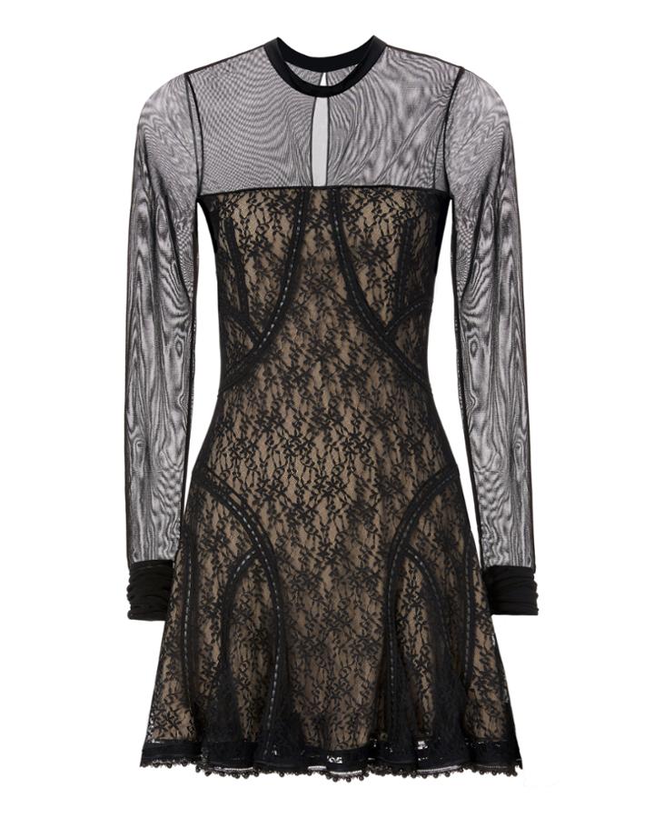 Alexander Wang Lace Paneled Dress Black Zero