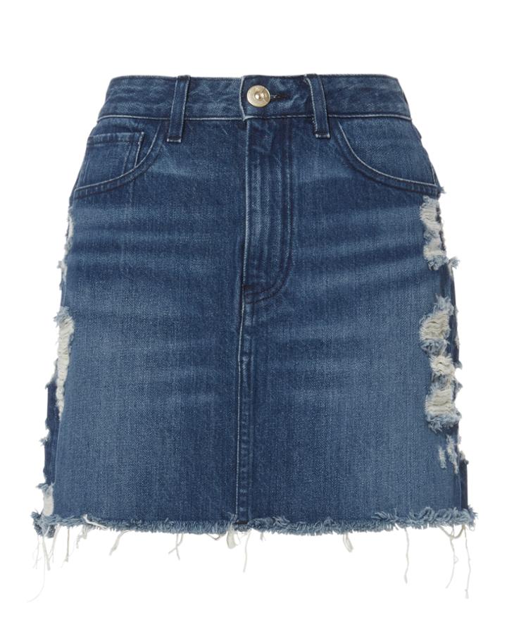 3x1 Denim 3x1 Celine Distressed Denim Mini Skirt Denim 23