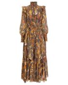 Ulla Johnson Constantine Birds Of Paradise Voile Dress Brown/floral 8