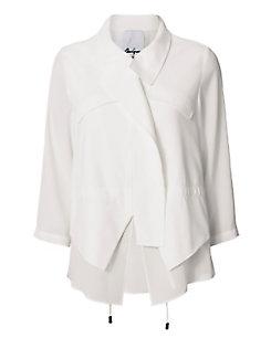 Chris Gramer Draped Chiffon Vanilla Jacket
