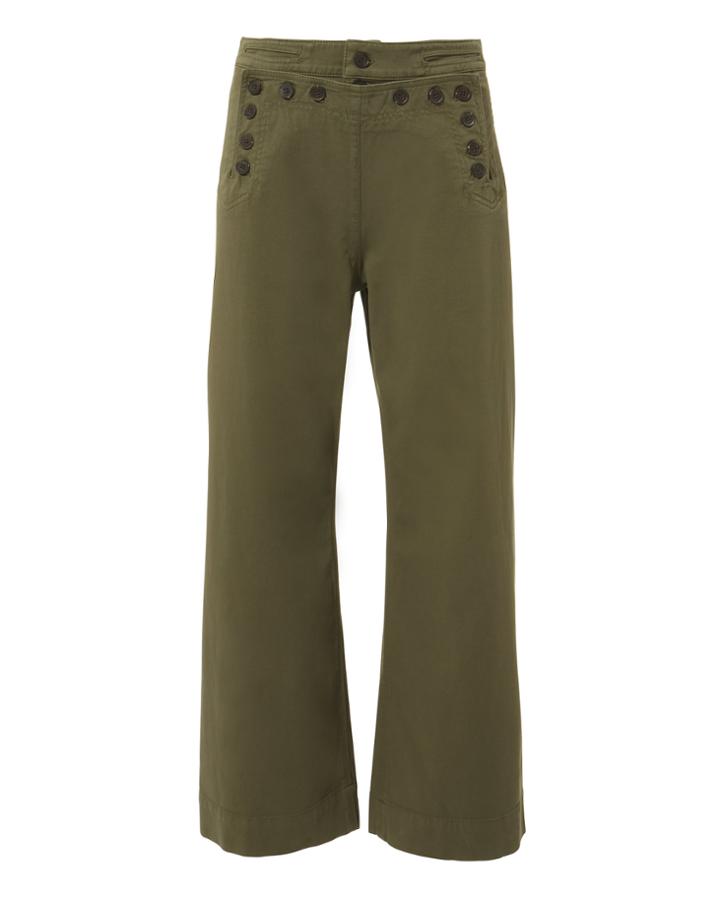 Alc A.l.c. Pierce Wide Leg Cropped Pants Green Zero