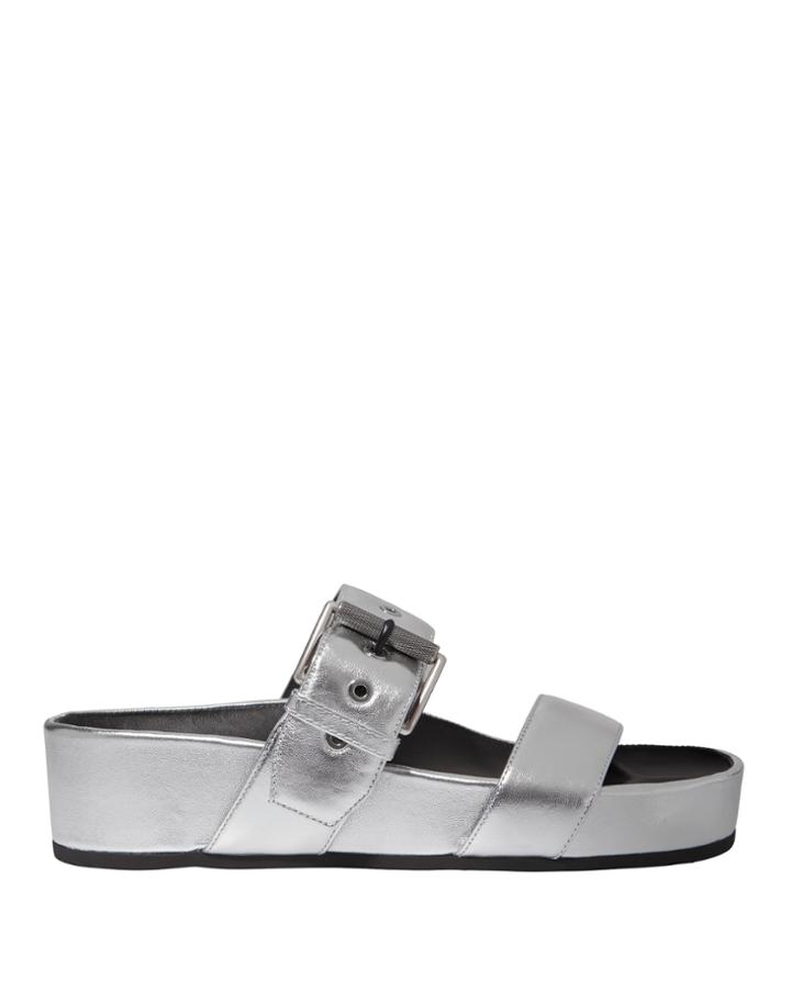 Rag And Bone Rag & Bone Evin Silver Leather Platform Sandals Silver 37