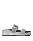 Rag And Bone Rag & Bone Evin Silver Leather Platform Sandals Silver 37