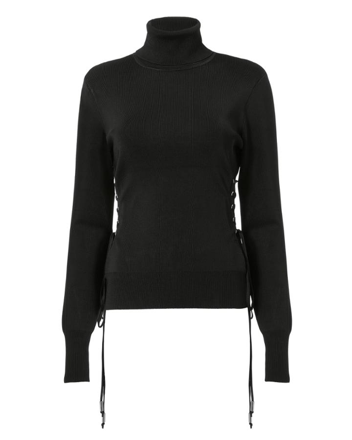 David Koma Mock Neck Lace-up Sweater