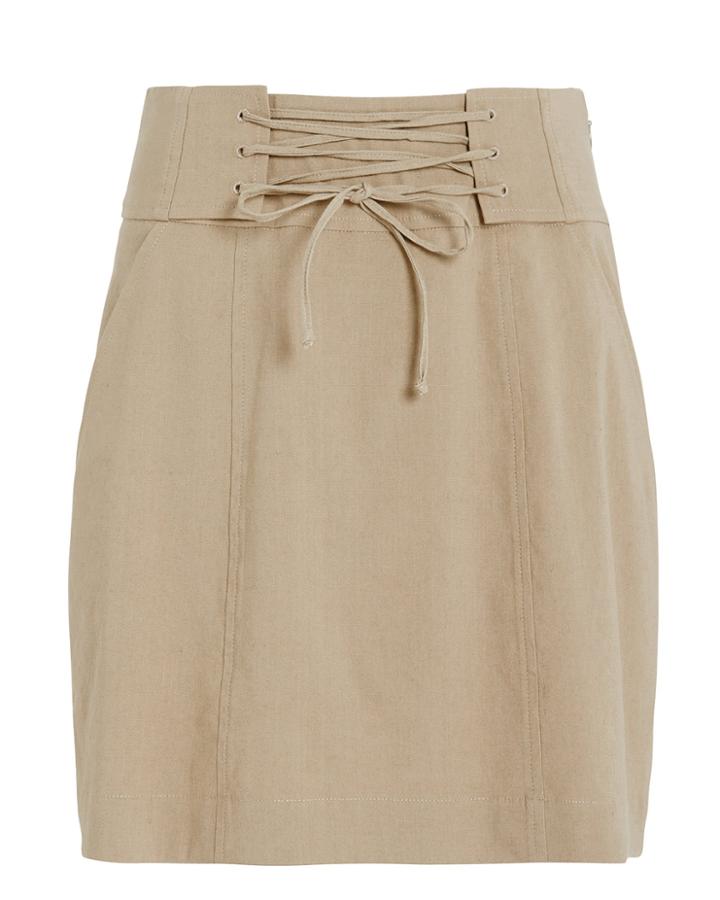 Exclusive For Intermix Intermix Alice Lace Up Mini Skirt Khaki 4