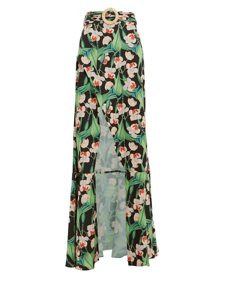 Patbo Floral Belted Maxi Skirt Black/floral S