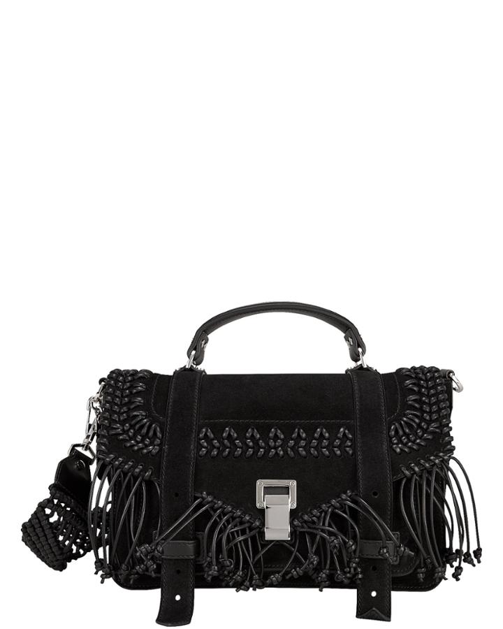 Proenza Schouler Ps1 Fringe Suede Messenger Black 1size