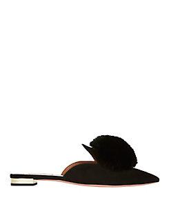 Aquazurra Powder Puff Tasseled Suede Flats