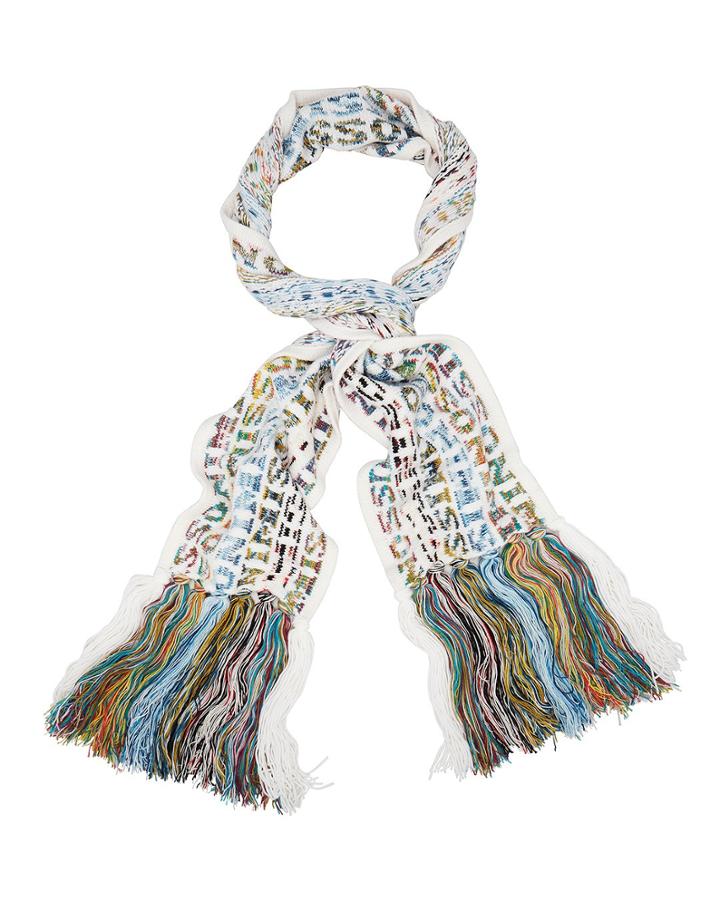 Missoni Fringed Logo Scarf White 1size