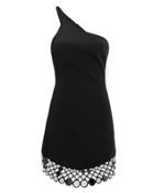 David Koma Mirror Hem One Shoulder Mini Dress Black 12