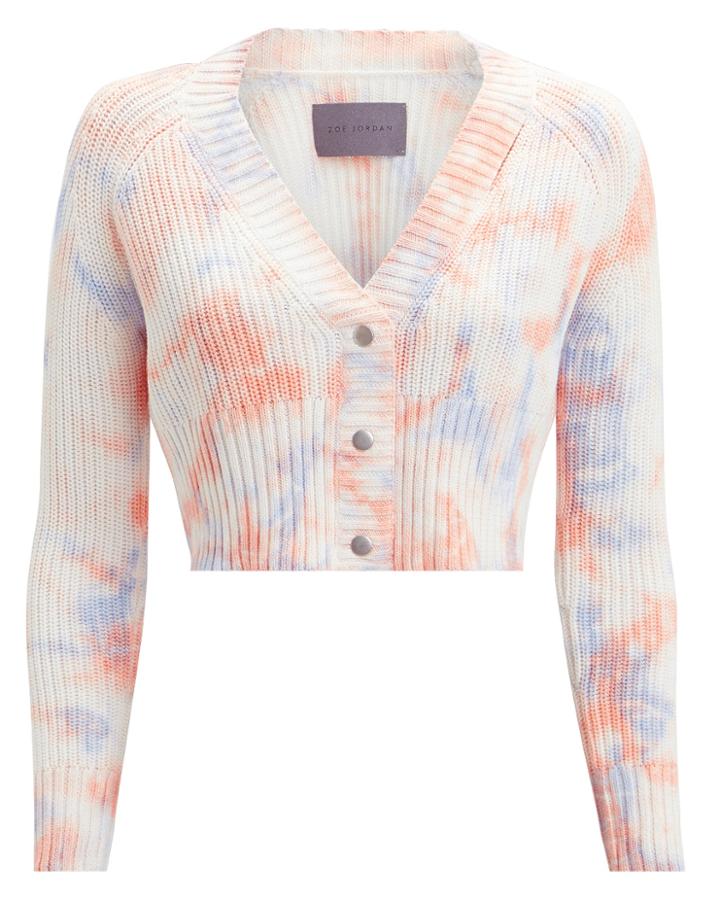 Zoe Jordan Nalon Tie-dye Cropped Cardigan Coral Tie-dye M/l