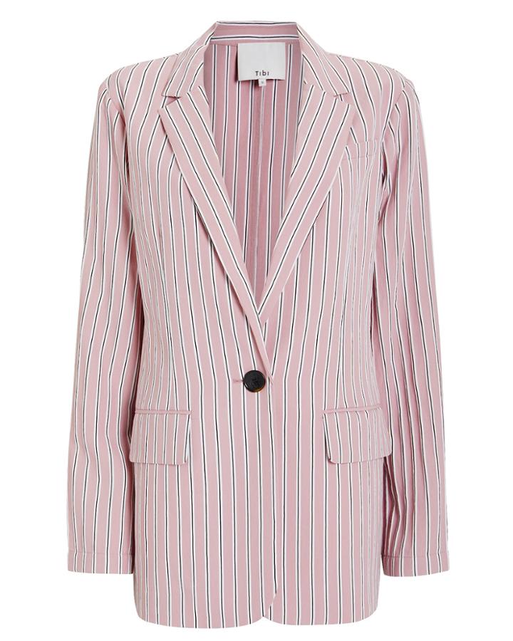 Tibi Striped Oversized Blazer Dusty Pink P