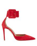 Aquazurra Aquazzura Red Ankle Strap Suede Pumps Red 38.5