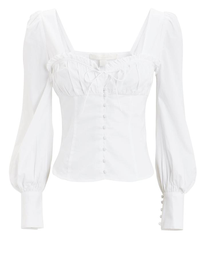 Jonathan Simkhai Poplin Button Down Blouse White 4