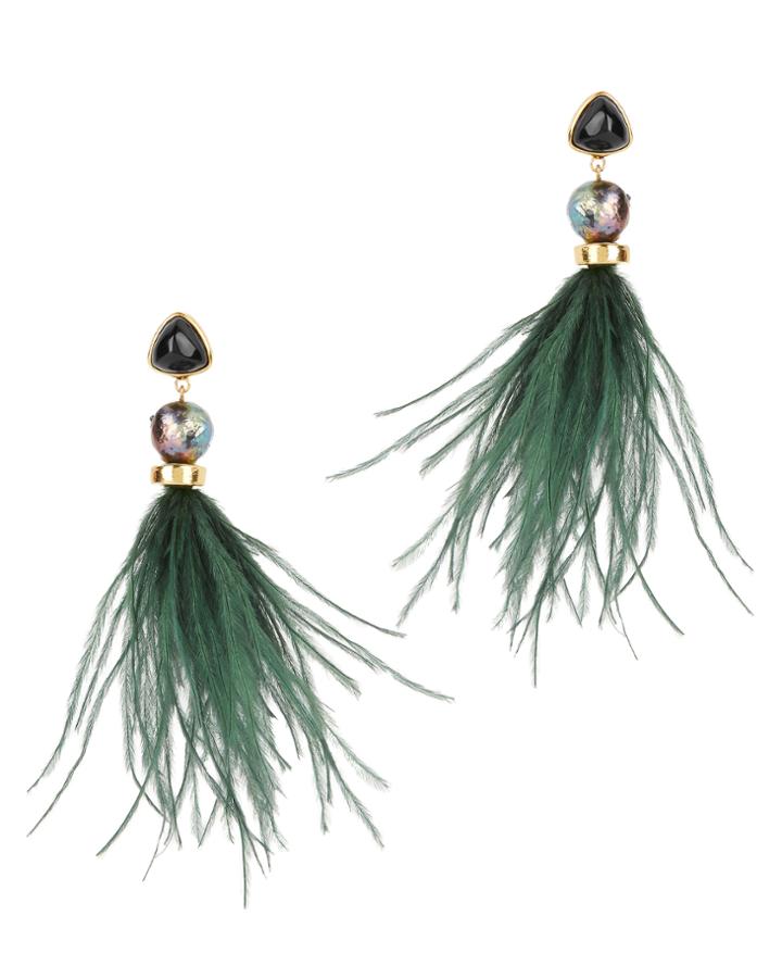 Intermix Lizzie Fortunato Parrot Earrings Green 1size