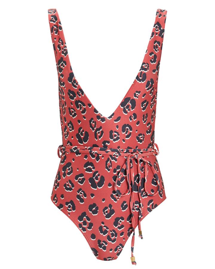 Suboo Zanzibar Animal Print One Piece Swimsuit Red/black 6
