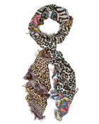 Pierre Louis Mascia Leopard Mixed Print Oversized Scarf Black/brown/red 1size