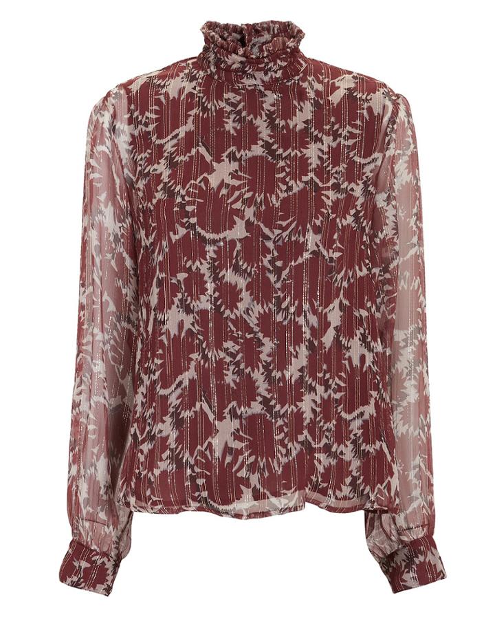 Warm Victoria Silk Chiffon Blouse Red-drk Zero