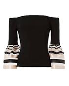 Exclusive For Intermix Dacia Sheer Stripe Flare Sleeve Top