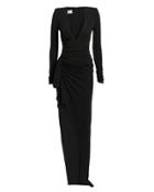 Alexandre Vauthier Stretch Jersey Plunge Neck Asymmetrical Gown Black 36