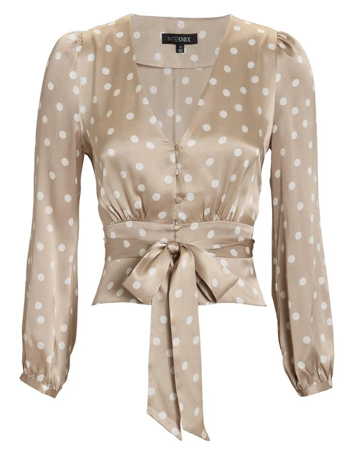 Exclusive For Intermix Intermix Flora Polka Dot Silk Blouse Blush 6