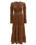 Ulla Johnson Shani Velvet Midi Dress Dark Mustard Zero