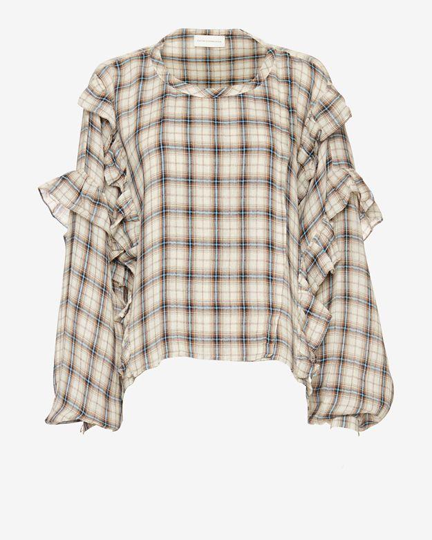 Faith Connexion Ruffled Plaid Lurex Shirt