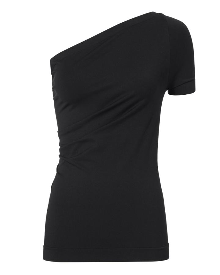 Helmut Lang Asymmetric Black Seamless Top Black S