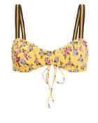 For Love & Lemons Paulina Bandeau Bikini Top Yellow/floral P