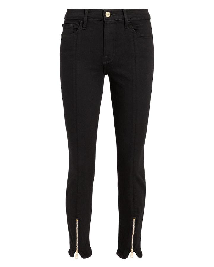 Frame Le High Noir Skinny Zip Jeans Black 23
