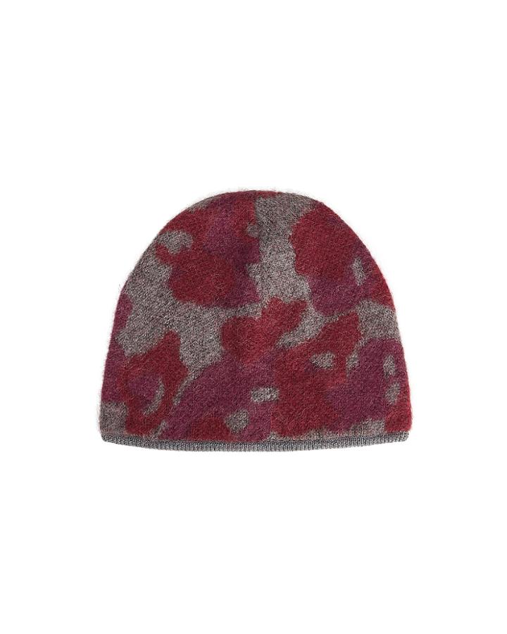 Rag And Bone Rag & Bone Leopard Burgundy Beanie Purple-drk 1size