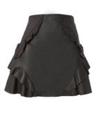 Derek Lam 10 Crosby Leather Ruffle Mini Skirt Black Zero