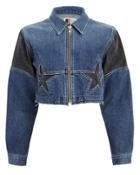 Jean Atelier Toni Cropped Denim Jacket Blue/black Denim S