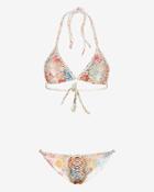Lazul Braided Trim Animal Print Triangle Bikini- Final Sale