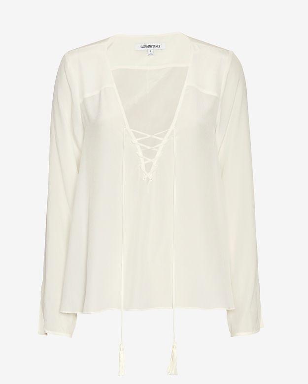 Elizabeth And James Draven Tie Front Blouse